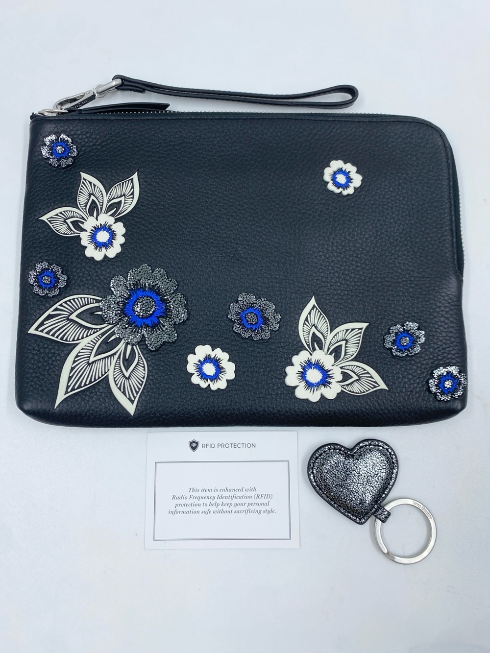 Vera Bradley Mallory Floral Lotus Blooms Leather Clutch Wristlet RFID Wallet Bag